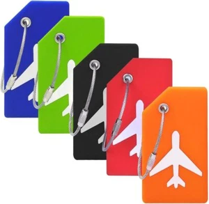 2x Silicone metal Luggage Tags Baggage Labels Suitcase ID Highly Visible Strong - Picture 1 of 16