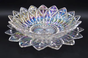 Vintage Iridescent Petal Flower Bowl Plate Federal Glass Carnival Serve Salad - Picture 1 of 12