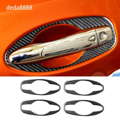 4x Manija de puerta lateral de fibra de carbono Tazón Panel Borde apto para Nissan X-Trail 2013-2021 Foto 1 de 4