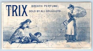 PERFUME TRIX ALIENTO*MONTPELIER VERMONT*BIXBY & CO*DROGADISTA*TARJETA COMERCIAL DE PAPEL DELGADO - Imagen 1 de 2