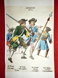 Original Watercolour, Deutsch Bavarian Infantry Uniforms 1682-1705 J.A. Drexler - Picture 1 of 5