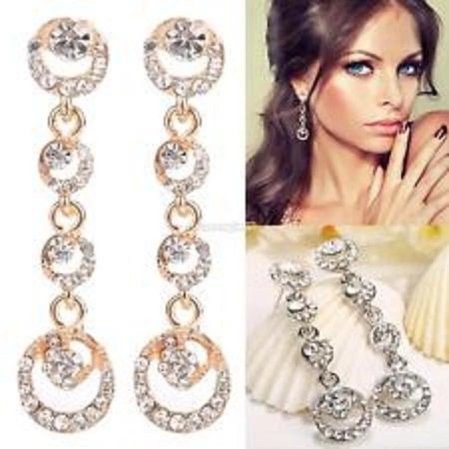 COPPIA DI ORECCHINI CON CRISTALLO STRASS PENZOLARE PER DONNA  - Immagine 1 di 1