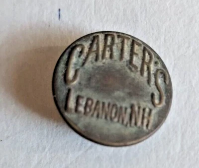 Bib CARTER'S LEBANON, NH  Antique Textured Brass OVERALL BUTTON Wobble shank - Image 1 of 2