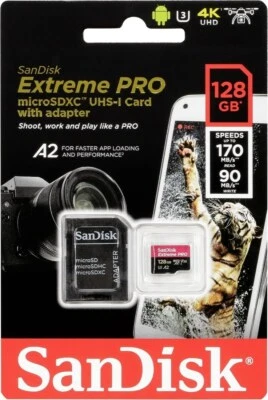 SanDisk Micro SDXC Extreme PRO 512GB 170 MB/s A2 UHS-I U3 V30 + SD adapter - Immagine 1 di 2