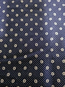 Cranston Printworks Fabric Navt W/ White Flowes & Polka-dots 2 Yds 12" - Picture 1 of 2