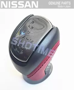 NISSAN GENUINE R35 GTR SKYLINE Red Black Leather Shift Gear Change Control Knob - Picture 1 of 3