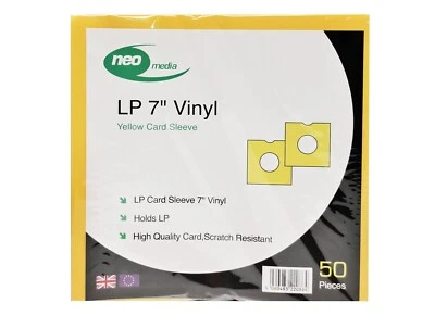 NEO MEDIA Pack of 50 Yellow 7" LP Vinyl Record Sleeves - to fit 7" Singles