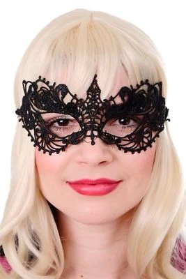 Halloween Karneval Maske Augenmaske schwarz Spitze Gothic Maskenball AE004A - Bild 1 von 4