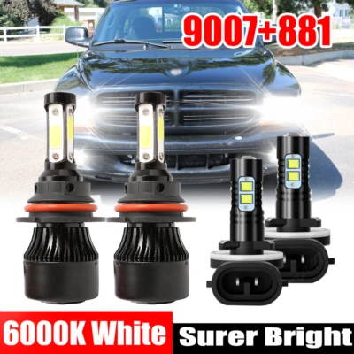 Combo 9007 faros LED + 881 faros antiniebla WH para Dodge Dakota 2001-2004 Foto 1 de 4