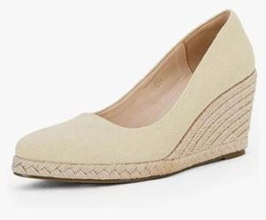 Women’s Platform Espadrilles Wedge Sandals Slip-On Closed Pointed Toe Beige (11) - Picture 1 of 7