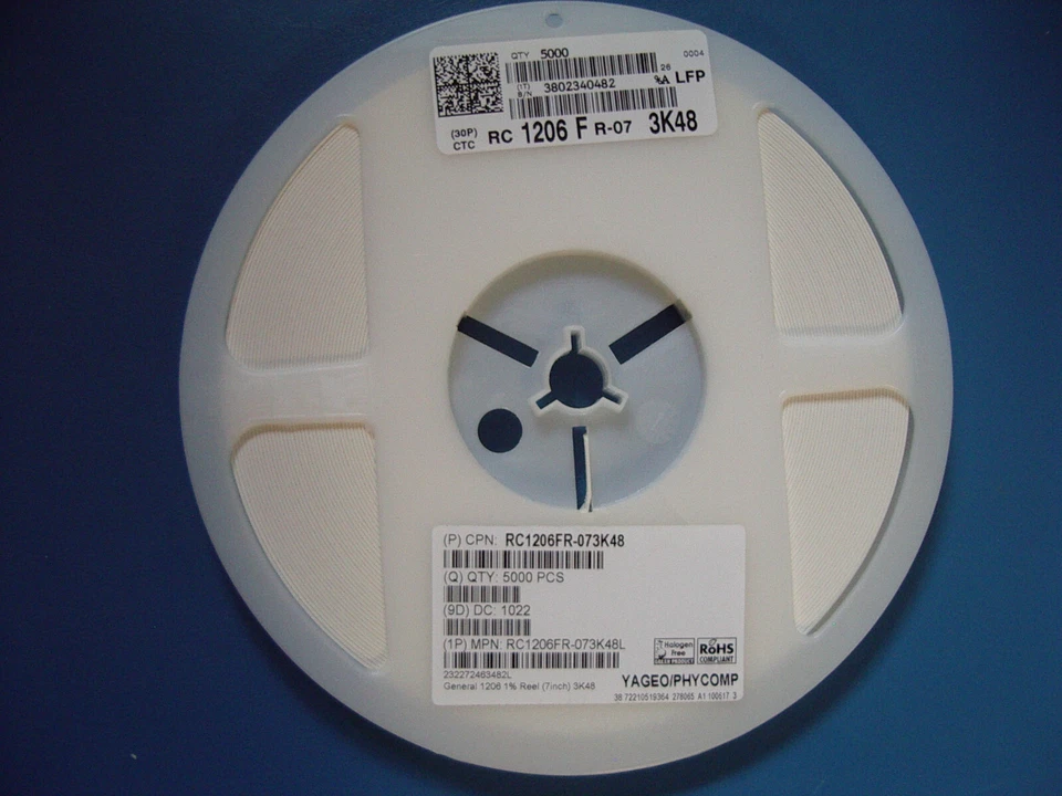 5000x 3k48 1% 3,48 kohm SMD Widerstand 1206 RC1206 bleifrei Yageo Phycomp 3k3