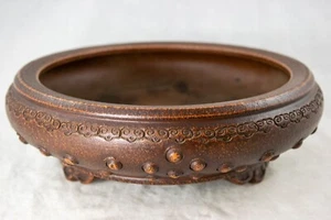 Vintage Round Drum Style Zisha Cactus Succulent, Bonsai Pot + Mesh 10"x 10"x 3" - Picture 1 of 6