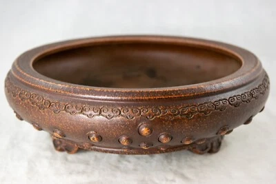 Винтажный круглый барабан стиль Zisha кактус суккулент, бонсай горшок + сетка 10 «x 10» x 3» - Изображение 1 из 4