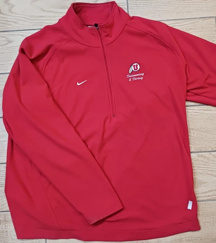 Nike University Utah Utes Swimming & Diving Red 1/4 Zip Therma-Fit Jacket Men XL Cover