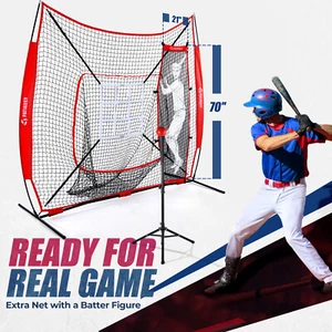 7'x7' Baseball & Softball Practice Net Set for Hitting Pitching Batting Practice - Picture 1 of 7
