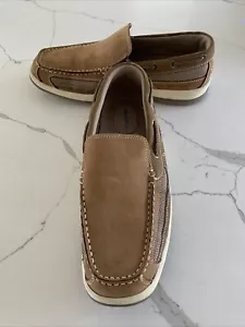 Tom McAn Boat Shoe Loafer Tan Men’s 12 M Slip On Nice Preowned Shoes Low $$$ - Picture 1 of 20
