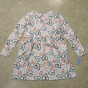 NWT ✅ Cat and Jack Girls Pocket Cream Dress ✅ Black & Orange Hearts ✅ Sz XL (14) - Picture 1 of 9