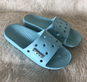 CROCS ICONIC COMFORT SLIDES BABY BLUE Slip Ons Unisex Women 9 Men 7 SO COMFY - Picture 1 of 8
