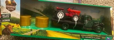 Country Life Farm Die-cast 1941 Chevy Flatbed , Tractor. Hay 1:32 Scale New - Image 1 of 4