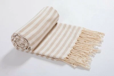 Hencely Striped Peshtemal Towel – 100% Turkish Cotton Large Beach & Bath Towel - Image 1 of 4