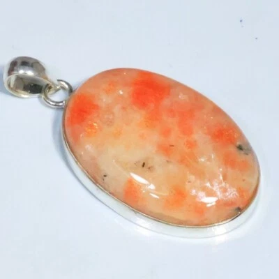Colgante enchapado en plata 925 piedra solar intermitente fuego joyería tamaño 1,75" NS-250 Foto 1 de 3