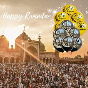 Islam Eid Ramadan Mubarak bedruckte Luftballons Wimpel Banner Kinder Dekorationen UK - Bild 1 von 21