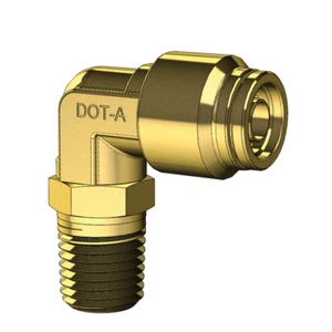Brass 3/8" Push-to-connect Nylon x 1/2" NPT Male 90deg SWIVEL Elbow DQ69DOTS0608 - Picture 1 of 1