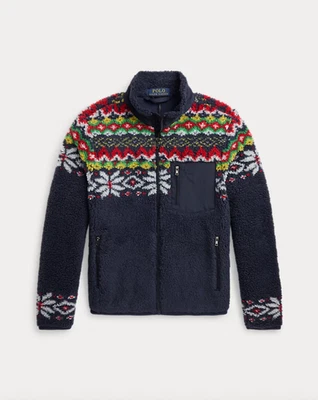 Polo Ralph Lauren Boys Fair Isle–Inspired Teddy Fleece Jacket Size L (14-16) NWT - Image 1 of 4