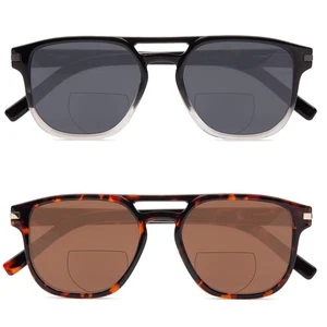 2 Pack Premium Bifocal Sunglasses for Men Women,Stylish Clear Top Sun Readers... - Picture 1 of 6