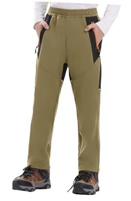  Boys Kids Snow Ski Pants Waterproof Fleece Lined Warm Insulated Small Khaki - Image 1 of 4