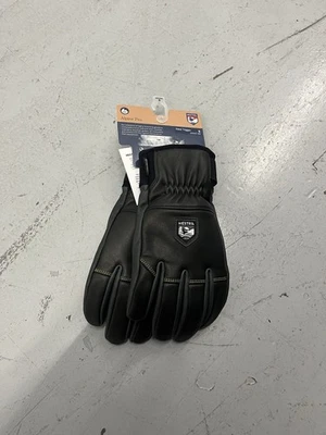 Hestra Alpine Pro Omni Trigger Unisex Black Leather Gloves 9 Snow Ski 5 Finger - Image 1 of 4