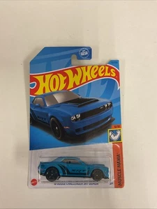 Hot Wheels HW '18 Dodge Challenger SRT Demon Muscle Mania 6/10 Blue 151/250- New - Picture 1 of 2