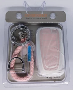 Coverforkey - Key Fob Cover w/Fashion Braided Keychain, Diamond Style in Pink - Picture 1 of 2