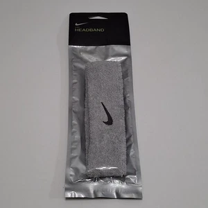 Nike Swoosh Headband Grey/Black Adult Unisex 2 Inch width - Picture 1 of 2
