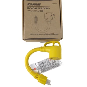 KOHREE RV Adapter Cord 15A Male to 30A Female 125V 1875W Heavy Duty Yellow NOB - Bild 1 von 5