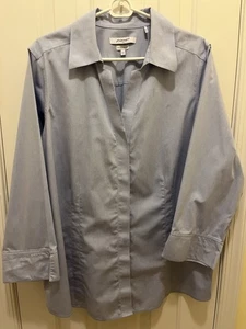 Foxcroft Heritage Bügelfreie blaue Damen Bluse 18W 100% Baumwolle - Bild 1 von 7