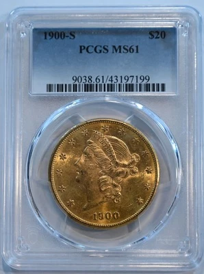 1900 S  $20 Liberty  Gold  Double Eagle MS61  PCGS graded! - Image 1 of 4
