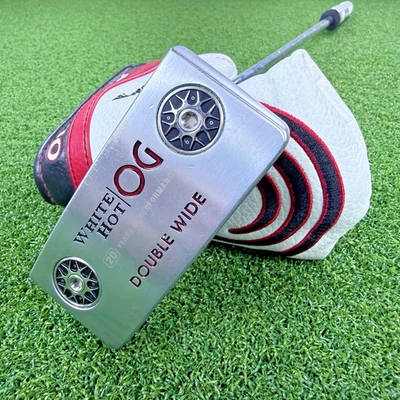 Odyssey White Hot OG Double Wide Putter Steel Shaft Superstroke Grip + Headcover - Image 1 of 4