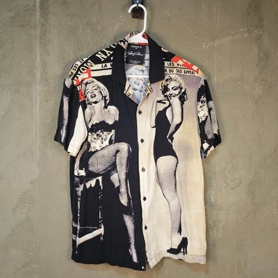 Forever 21 Men Marilyn Monroe Button Up Shirt S Retro Pin Up Rockabilly Rocker - Image 1 of 4