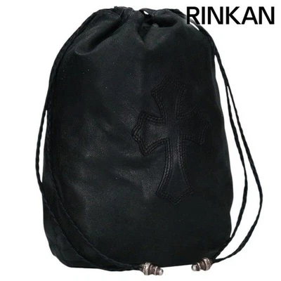 Chrome Hearts DRW STRNG SACK CRS PATCH Cross Drawstring Leather Handbag Men Used - Image 1 of 4