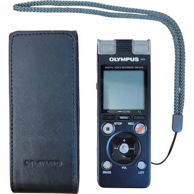 Olympus DM-670 Digital Voice Recorder with Case and Strap - Image 1 of 4