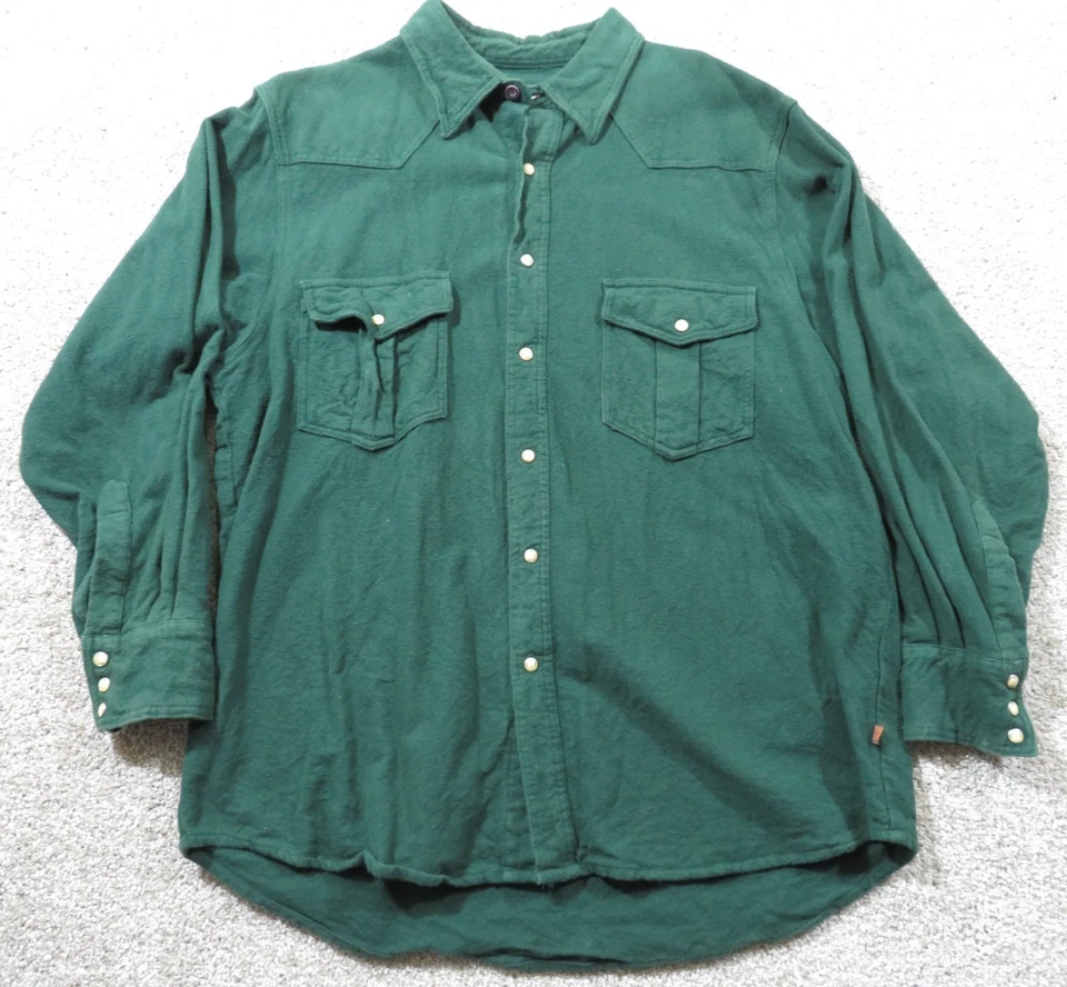 Vtg Moose Creek Shirt Mens XL Green Chamois Cloth Flannel Button Down - Image 1 of 4