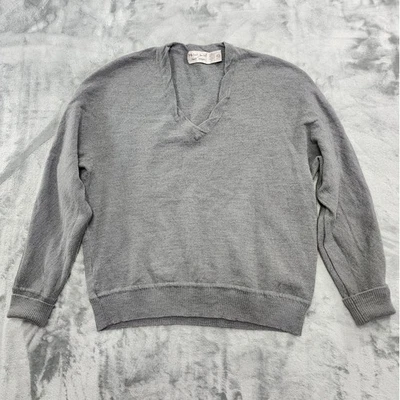 Vintage Michael Jordan Lowell Dreyfus Sweater Womens L Gray Wool V-Neck Preppy  - Image 1 of 4