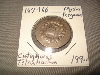 MYSIA PERGAMUM SILVER CISTOPHORIC TETRADRACHM 167-166 B.C. - FREE SHIPPING - Image 1 of 4