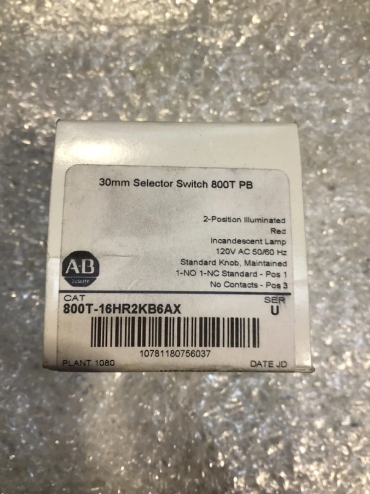 ALLEN BRADLEY 800T-16HR2KB6AX SELECTOR SWITCH SERIES U. SEALED NEW IN BOX - Image 1 of 1