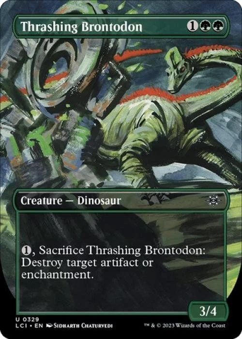Thrashing Brontodon (Borderless) -Foil Light Play MTG The Lost Caverns of Ixalan - Image 1 of 1
