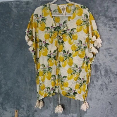 Z&L Kimono Encubrimiento Mujer Talla Única Borla Campesina Boho Metálico Limón India Foto 1 de 4