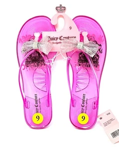 Juicy Couture Women's SPAIN Rhinestones BOW Flip-Flops Size US 9 Pink - Picture 1 of 2