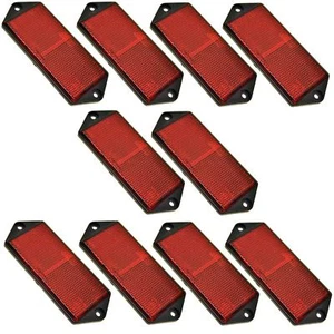 Red Large Rectangular Rear Reflector Pack of 10 Trailer Fence / Gate Post TR073 - Picture 1 of 6