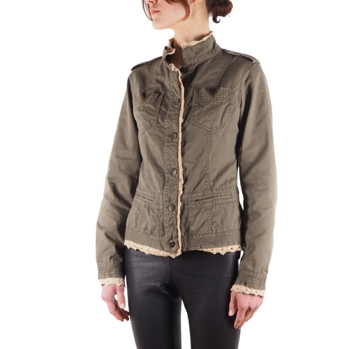 giubbotto donna valentino rosso kaki verde twill pizzo taglia 40